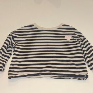 Hanna Andersson Black and Grey Striped Long Sleeve Tee